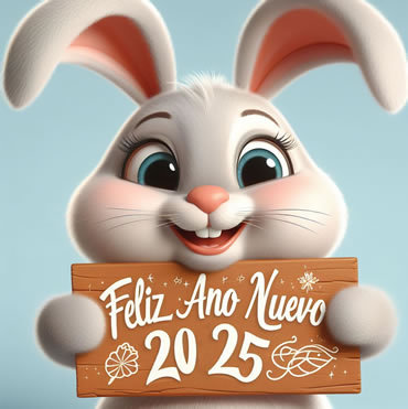 Alegre feliz 2024 clipart con lindo conejo sonriente