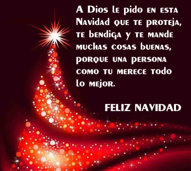 Tarjeta de felicitación para compartir en WhatsApp y Facebook con un árbol de Navidad y un mensaje inspirador.