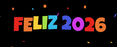 gif animado con confeti de colores y texto 2026