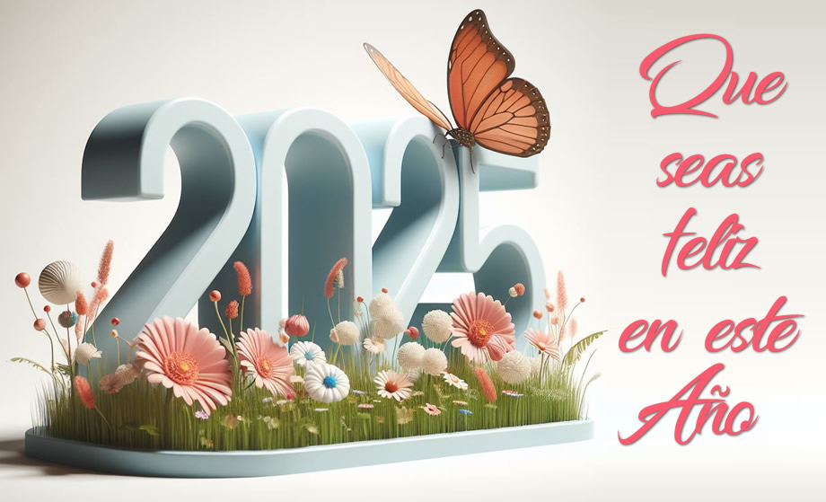 Deseos feliz 2025 con flores imágenes saludos con motivos florales