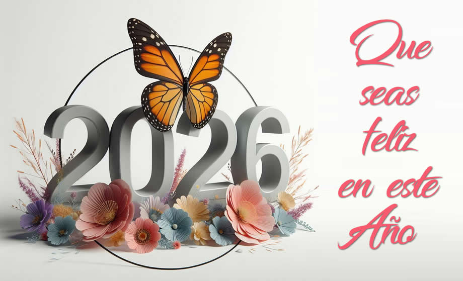 2026 con mariposas de colores