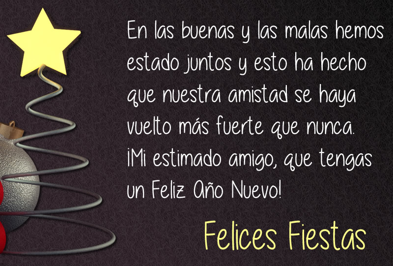 Imagen de fondo negro con mensaje de Felices Fiestas: Que tu Nochebuena sea alegre y brillante.