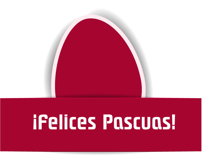 Imagen con huevo de Pascua rojo y mensaje de feliz Pascua