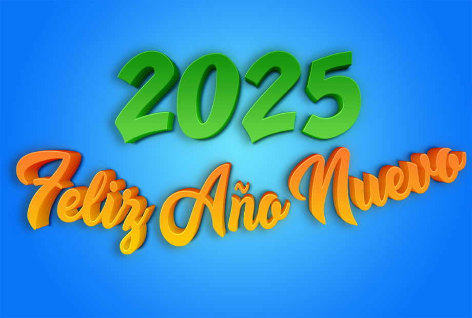 Feliz año nuevo 2025 verde y naranja