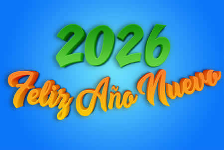 Imagen con colores brillantes, verde y naranja, para tus saludos de Año Nuevo ecológicos.