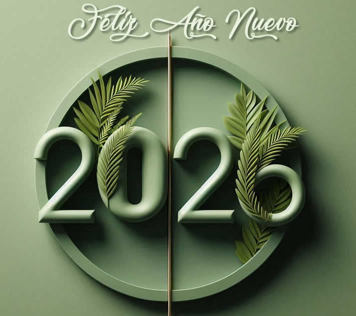 Tarjeta de feliz año nuevo 2026 verde