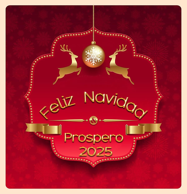 felices fiestas 2025 imagen roja con destellos de luz