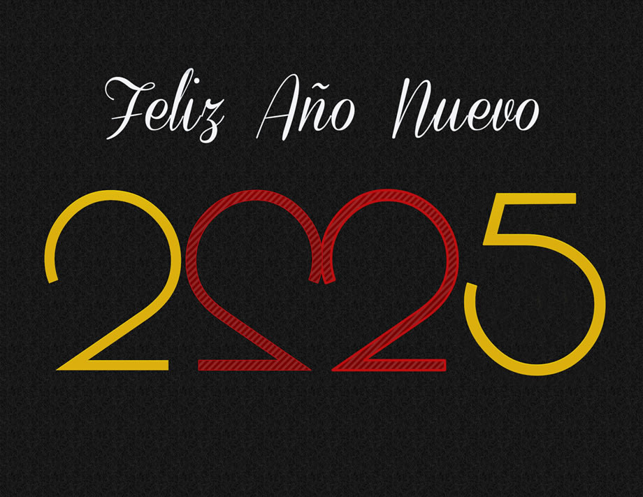 felices fiestas 2025 imagen roja con destellos de luz