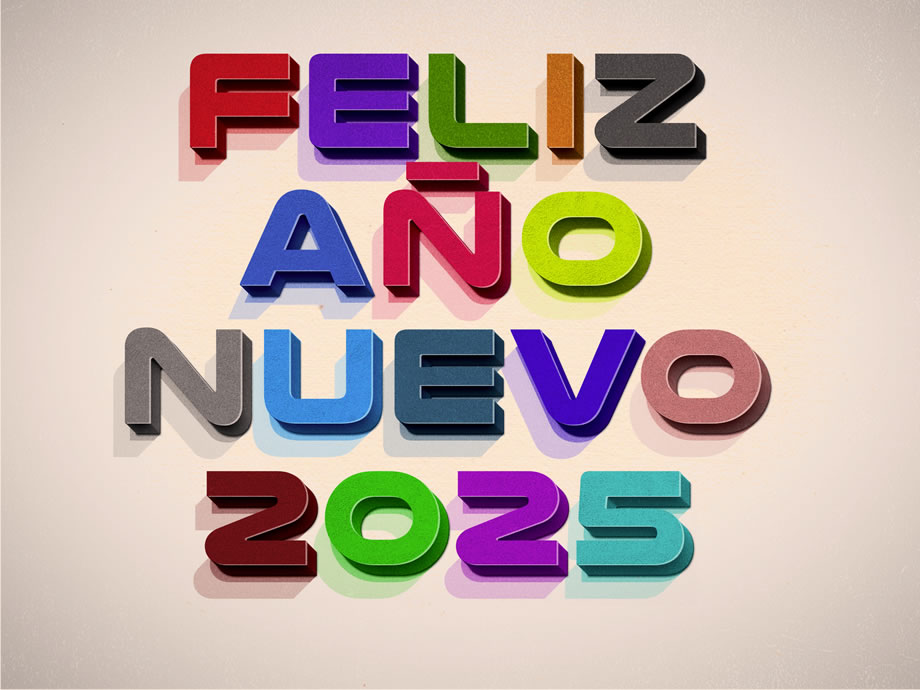 felices fiestas 2025 imagen roja con destellos de luz