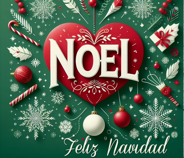 imagen con un corazón y escrito Noël adentro, o Navidad en francés