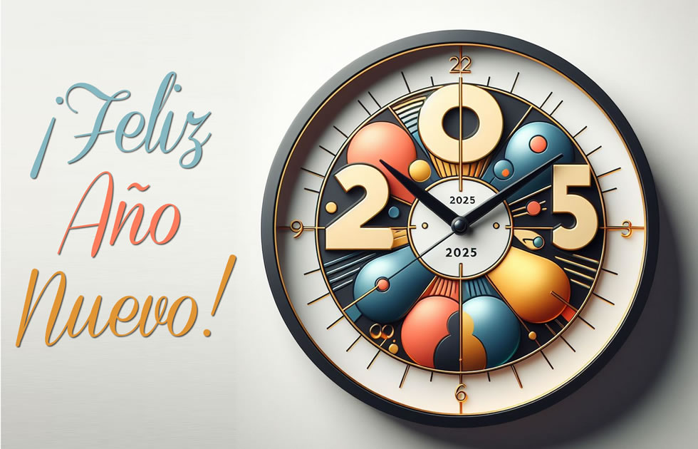 imagen con reloj con deseos de feliz año nuevo