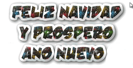  Gif animado de texto brillante Feliz Navidad Feliz 2026 con efecto de fuegos artificiales crepitantes.