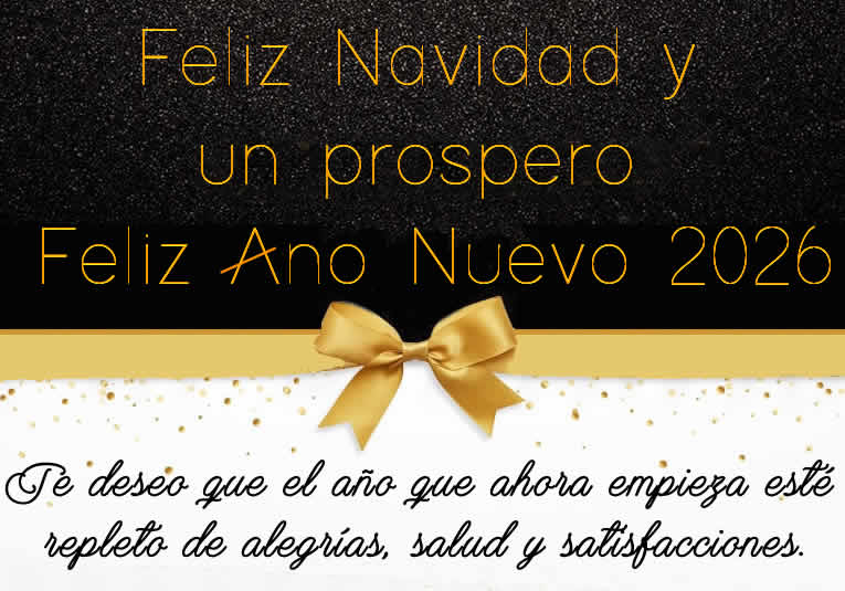 Imagen elegante en negro y dorado con lazo y lazo de regalo
