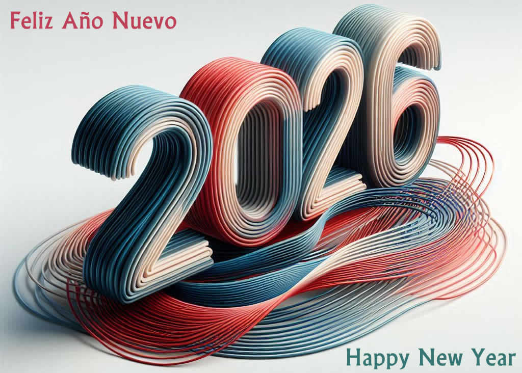 imagen con texto en 3D Happy New Year 2026