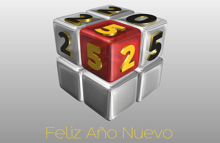 Imagen con cubo 3D con 2025