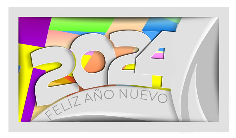 Imagen con gran 2025 en gris con cuadros de colores