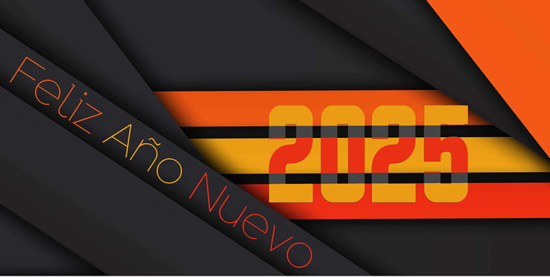 Tarjeta de felicitación 2025 moderna y elegante del Año Nuevo