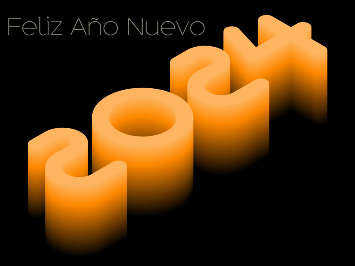 Imagen 2025 en 3D color naranja - Feliz año nuevo