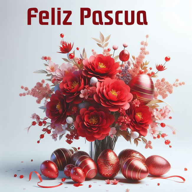 Elegante huevo de Pascua con cinta y lazo rojo