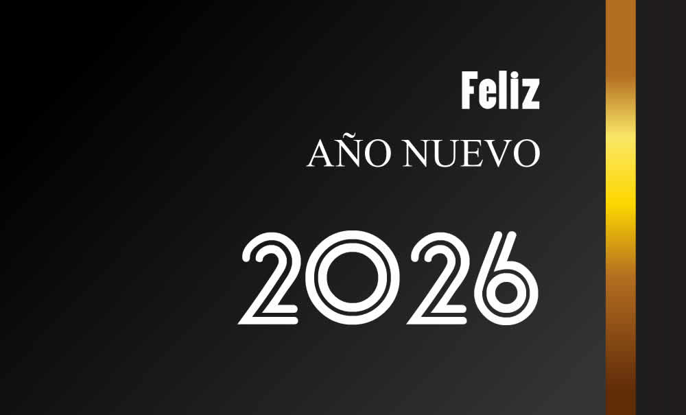 caja de regalo con imagen con deseos de feliz año nuevo 2026