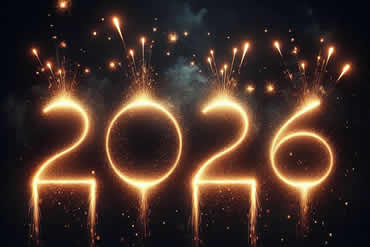 imagen con el número 2026 y fuegos artificiales