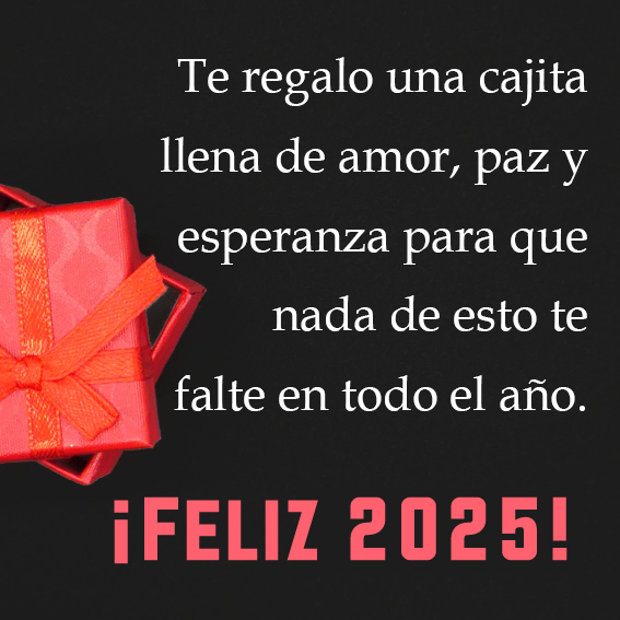 tarjeta de felicitación con un regalo por descubrir para 2025