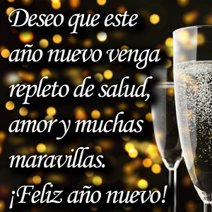 Frase de deseos para el brindis por el 2026 con copas de vino espumoso