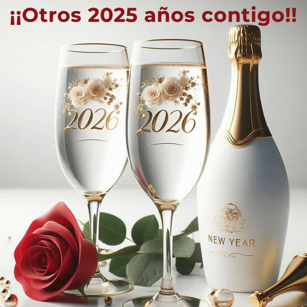 Una postal romántica con una rosa para felices deseos de 2026