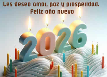 Tarjeta de felicitación y velas para soplar para 2026