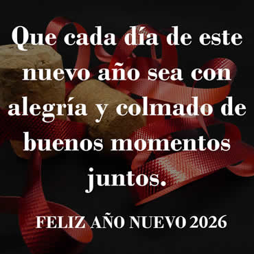 imagen con corchos de vino espumoso y una frase de buenos deseos para 2026