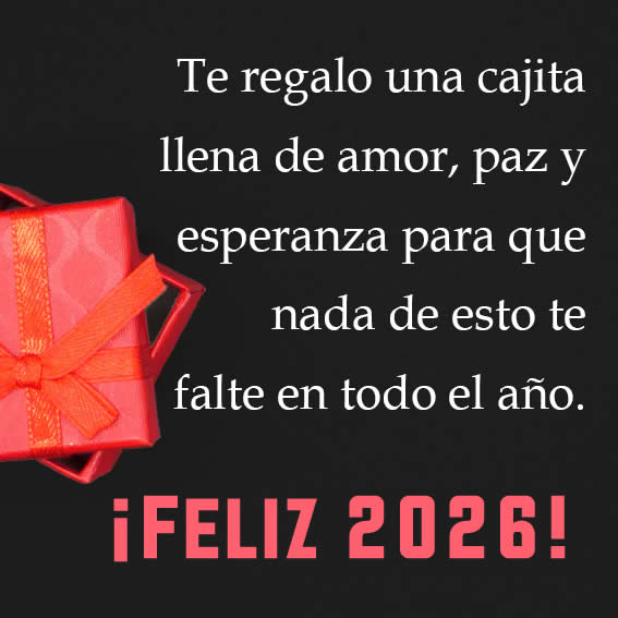 tarjeta de felicitación con un regalo por descubrir para 2026