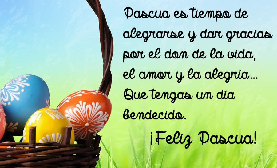 Tarjeta de felicitación:Pascua es tiempo de alegrarse y dar gracias