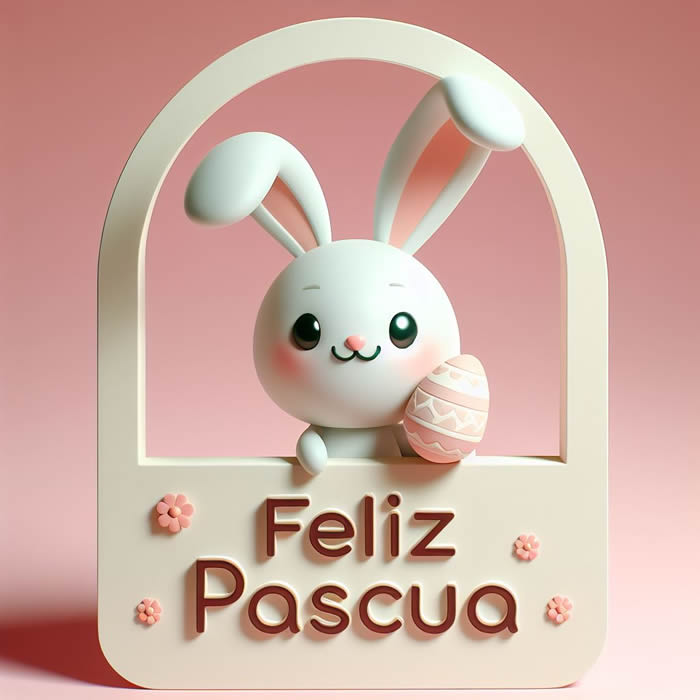 Imagen con un lindo y sonriente conejito de Pascua.